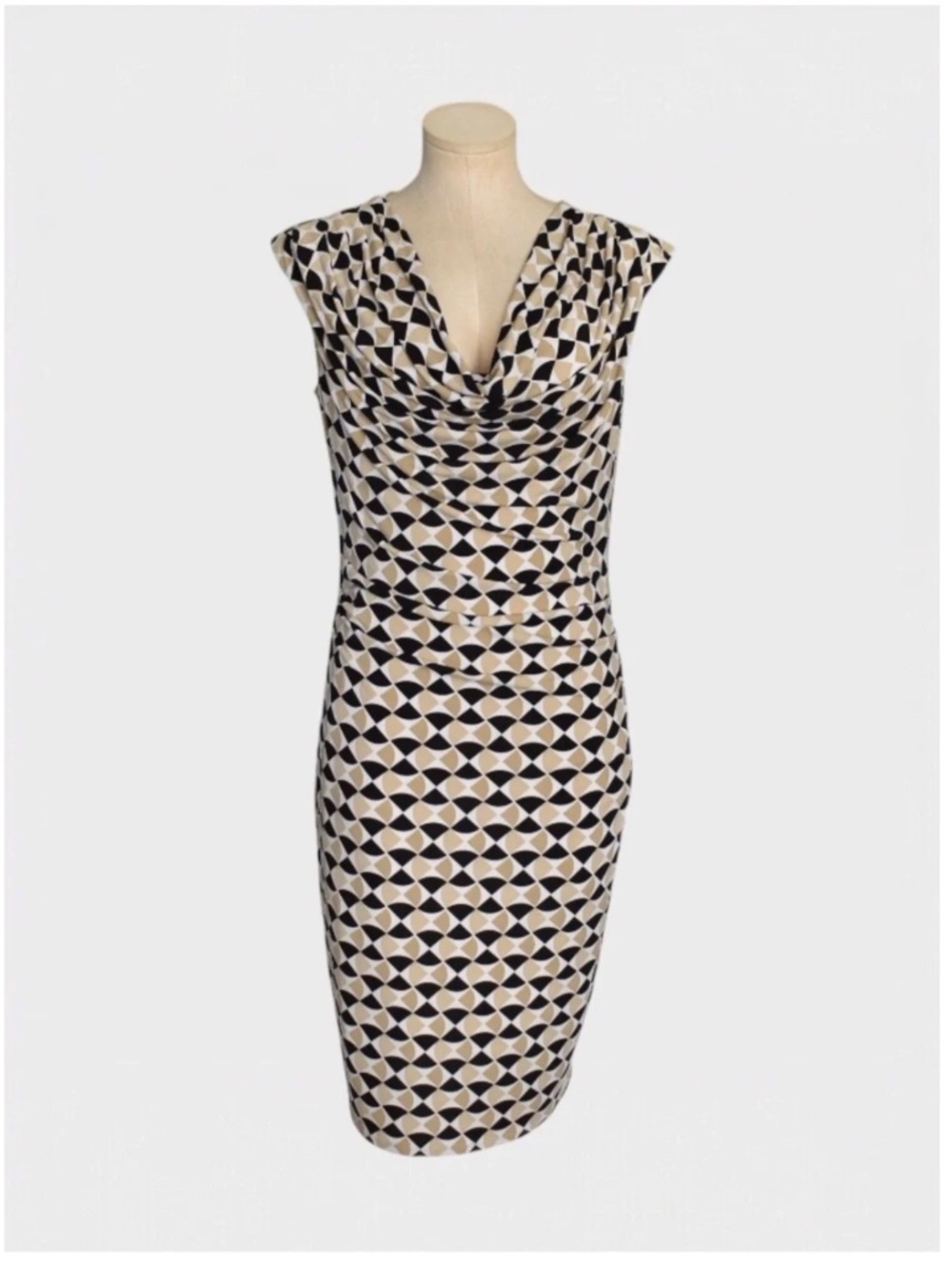 White House Black Market Geometric Print Cowl Neck Sheath Dress 2